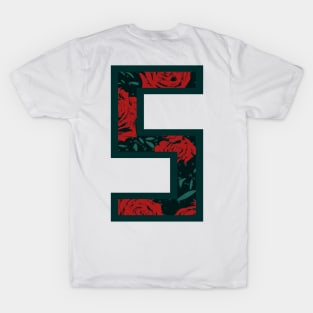 Modern Rose Floral Initial Name Alphabet - Letter S T-Shirt